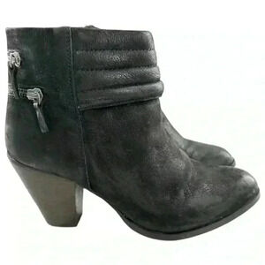 Diba womens ankle booties size 10 black leather biker grunge punk boots